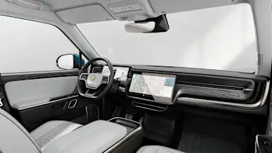 2023 R1T Ocean Coast + Dark Ash Wood driver seat view