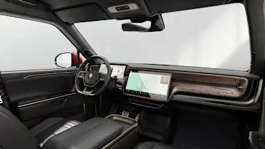 2027 R1T Black Mountain + Brown Ash Wood driver seat view