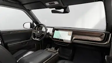2026 R1T Black Mountain + Brown Ash Wood driver seat view