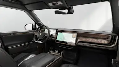 2026 R1T Black Mountain + Brown Ash Wood driver seat view