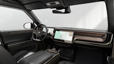 2025 R1T Black Mountain + Brown Ash Wood driver seat view