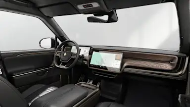 2025 R1T Black Mountain + Brown Ash Wood driver seat view