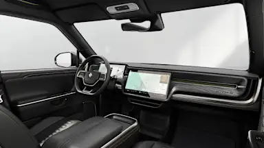 2026 R1T Black Mountain + Dark Ash Wood driver seat view