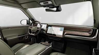 2022 R1T Forest Edge + Warm Ash Wood driver seat view