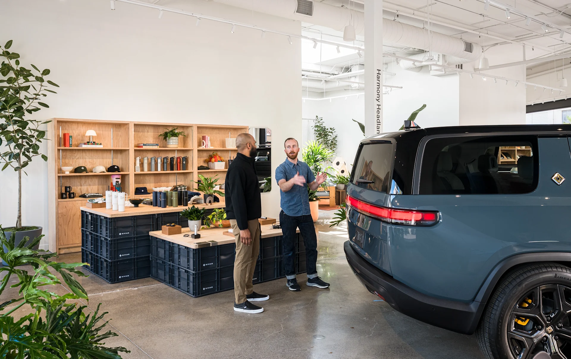 Visit the Rivian Irvine space and browse our gear
