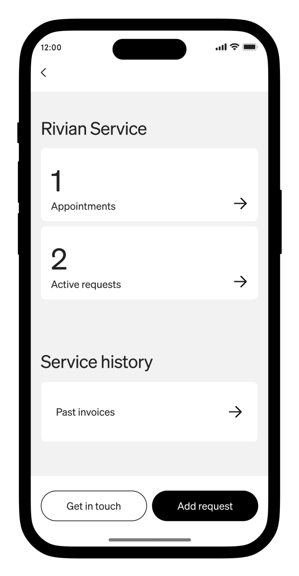 iPhone screenshot demonstrating service request